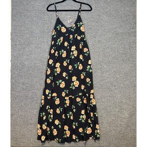 Old Navy Dress Women Medium Floral Maxi Spaghetti Strap Boho Pockets Cottagecore